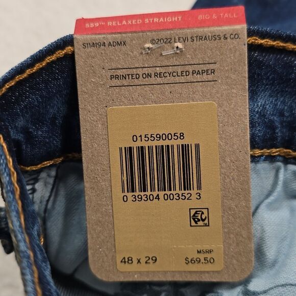 769 NWT Levi's Men's 559 Relaxed Straight Stretch Low Rise Relaxed Fit Straight - Picture 3 of 5